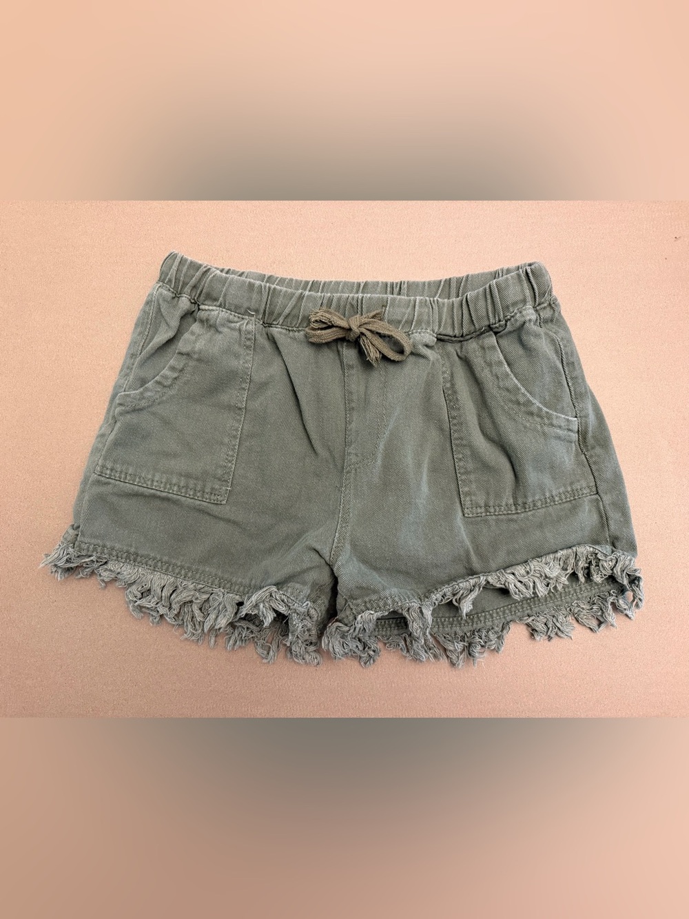 Girl’s Or Women’s Boho Green Frayed Drawstring Shorts Size XL